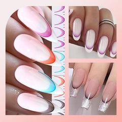 French Tip Nagelaufkleber - 6 Blatt Selbstklebende Nail Art Schablonen - Nagel Zubehör Und Dekoration