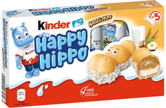 Kinder Happy Hippo Hazelnut – Különleges ropogós ostyák tejjel és mogyorókrémmel – Farsangi és Mardi Gras édességek – 1 csomag 5 db 20,7 g-os szeletet tartalmaz