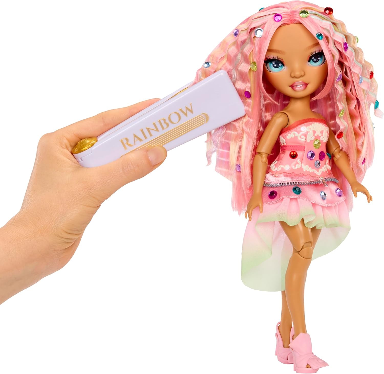 Rainbow High Be Dazzling – Adeline Rose – Rosa 28 cm Modepuppe mit Verzierungswerkzeug, Funkelnden Schmucksteinen und Styling-Accessoires