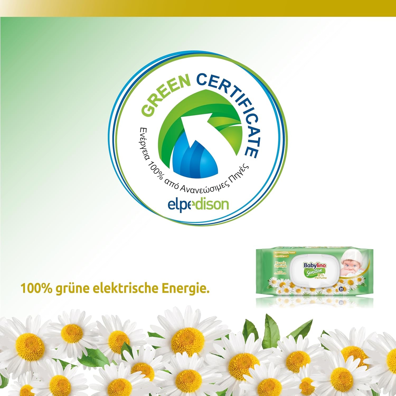 Érzékeny baba törlőkendők, 0% illat, 98% természetes formula, amely helyreállítja a bőr pH-egyensúlyát, frissesség pecsét, 54 törlőkendő