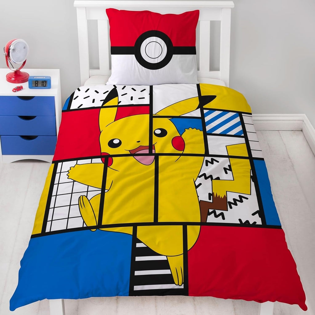 Lenjerie de pat pentru adolescenți si copii, Pikachu, 100% bumbac Lenjerie de pat - copii Naty Shop