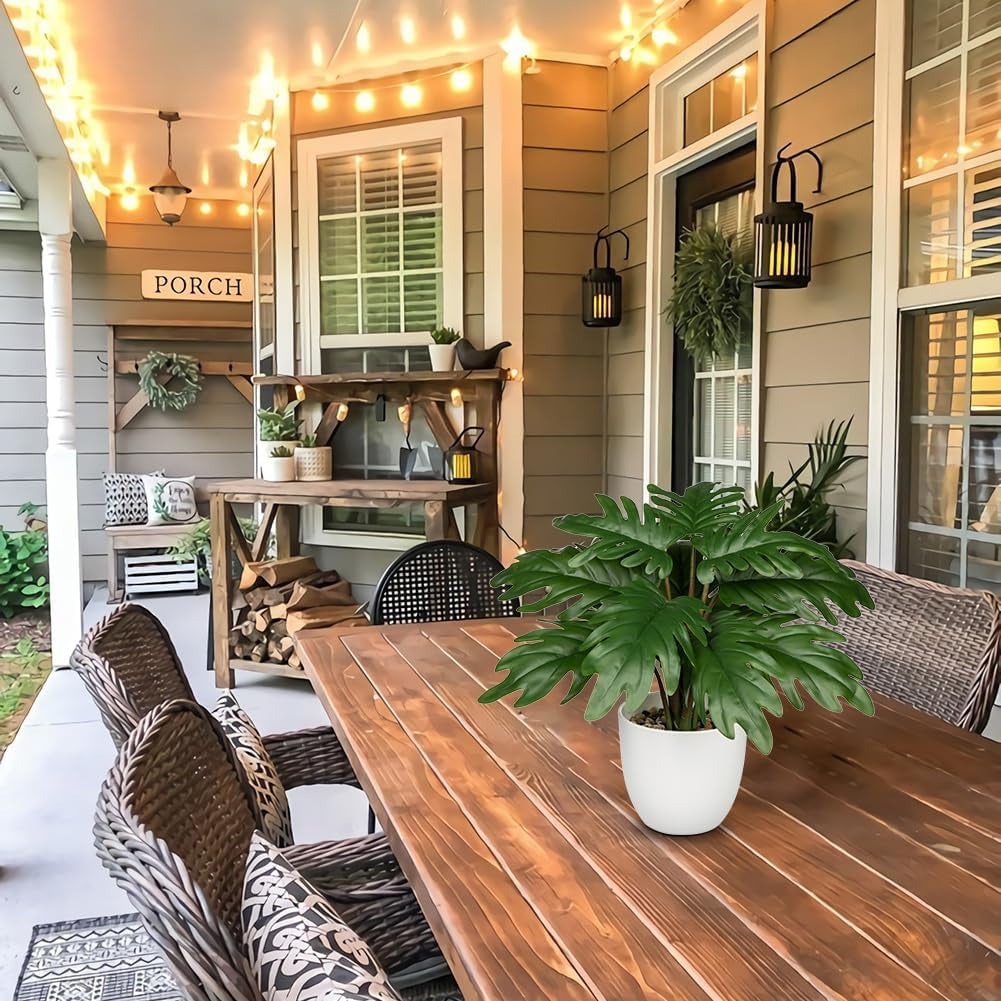 Hollyone Kunstpflanze Klein, 28 Cm Philodendron Pflanze Künstlich Mit Topf, Kunstpflanzen Wie Echt, Gefälschte Pflanze Für Badezimmer Deko Wohnzimmer Schlafzimmer Tischdeko