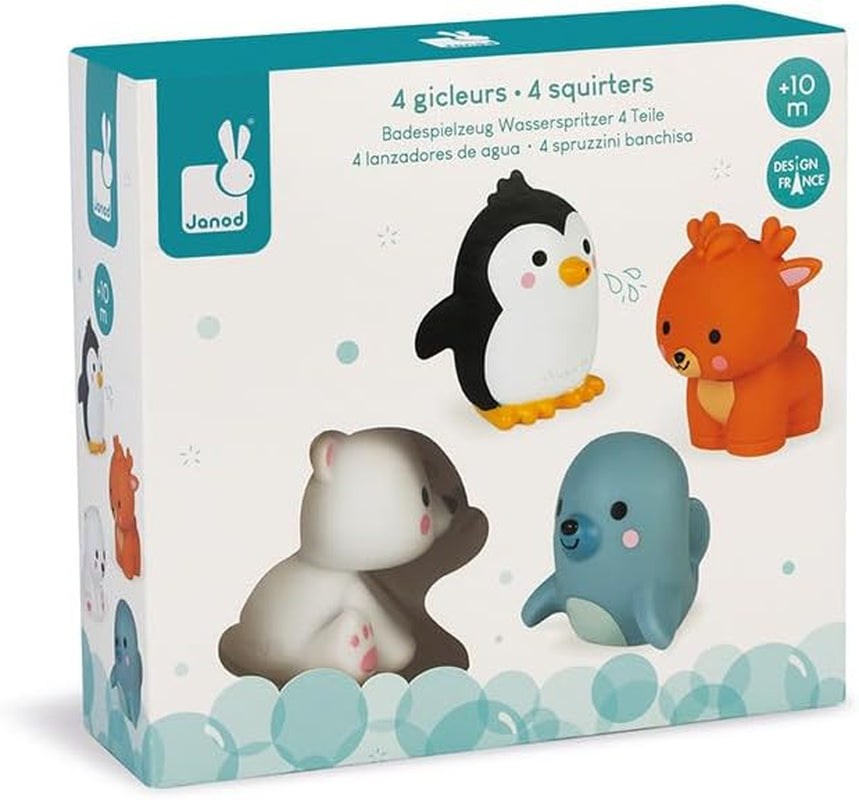 Janod - Strop de apă "Animale polare", 4 bucăți - Jucărie de baie pentru copii - De la 10 luni, J04704 Jucarii Bebe Naty Shop