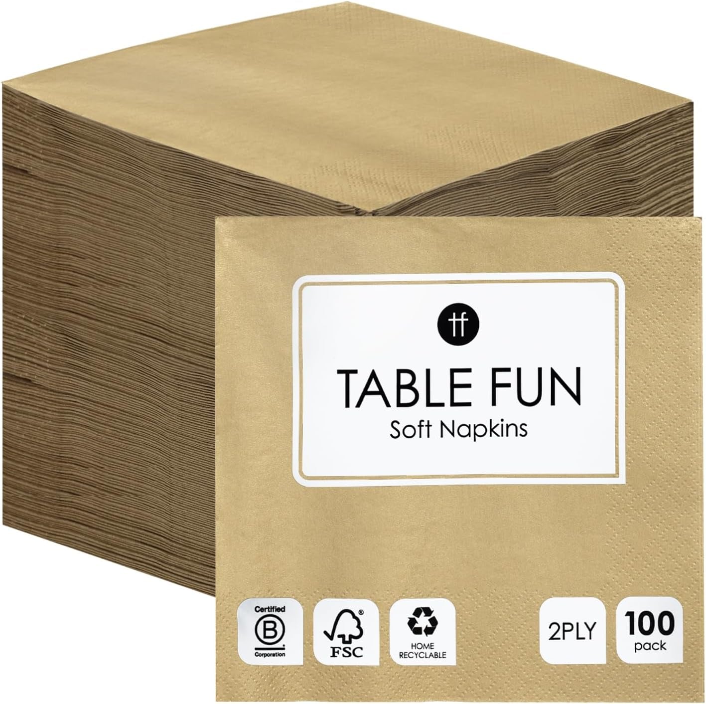 Table Kind 100 șervețele albe moi în pachet vrac, șervețele de înaltă calitate pentru petreceri, catering și uz zilnic, FSC, sustenabile și reciclabile, fabricate în UE | 2Ply | 33Cm