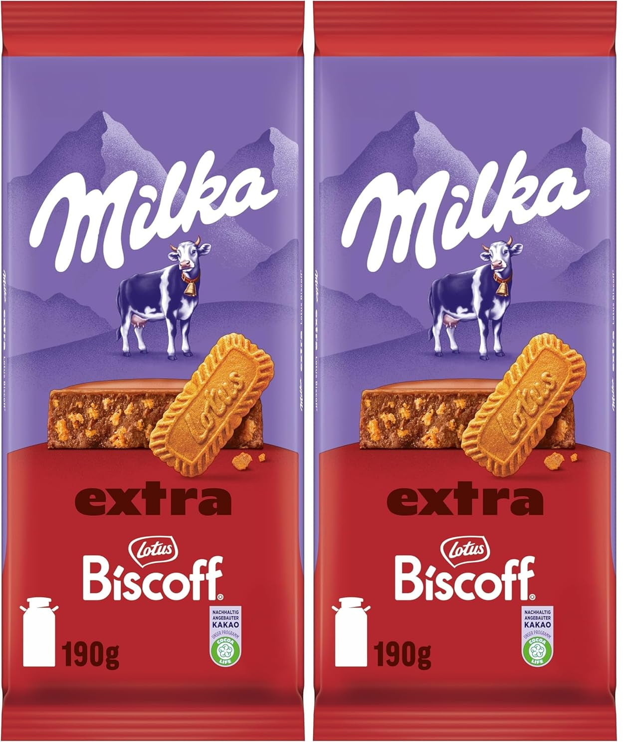 Milka Extra Biscoff Chocolate – alpesi tejcsokoládé ropogós Lotus Biscoff kekszdarabokkal – 190g