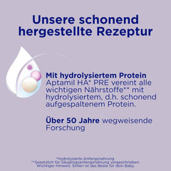 Aptamil HA PRE – Anfangsmilch von Geburt an, Mit DHA, Nur laktóz, Ohne Palmöl, Babynahrung, Milchpulver, 1x800 g
