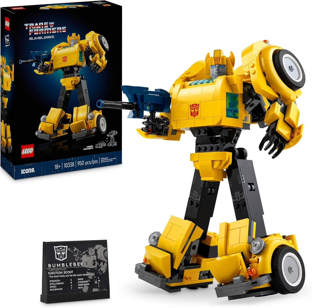 LEGO Icons Transformers Darázs, Felnőtt gyűjthető Robot Akciófigura, Filmépítő szett sci-fi rajongóknak, Autóvá alakítható, Kalandjáték 10338 Építőkészletek Besuche den LEGO-Store alapértelmezett cím