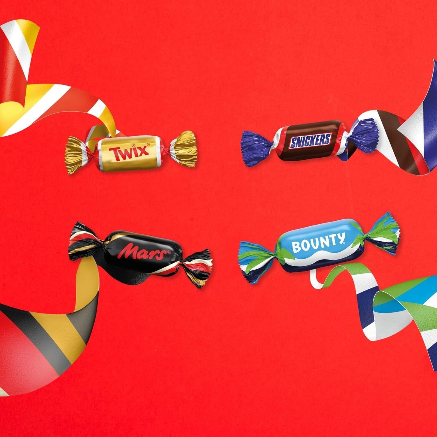 Miniatűrök keveréke, Mars, Snickers, Bounty & Twix, klasszikus szeletek mini formátumban, 296 szelet, 3 kg csokoládé cukorka Naty Shop