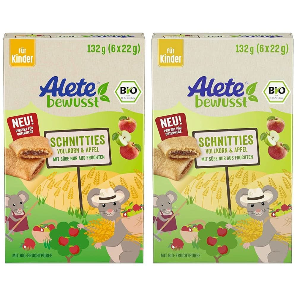 Alete Bio Schnitties teljes kiőrlésű gabona és alma 6 X 22 gramm Anya és Gyermeke Naty Shop 2 x 132 gramm
