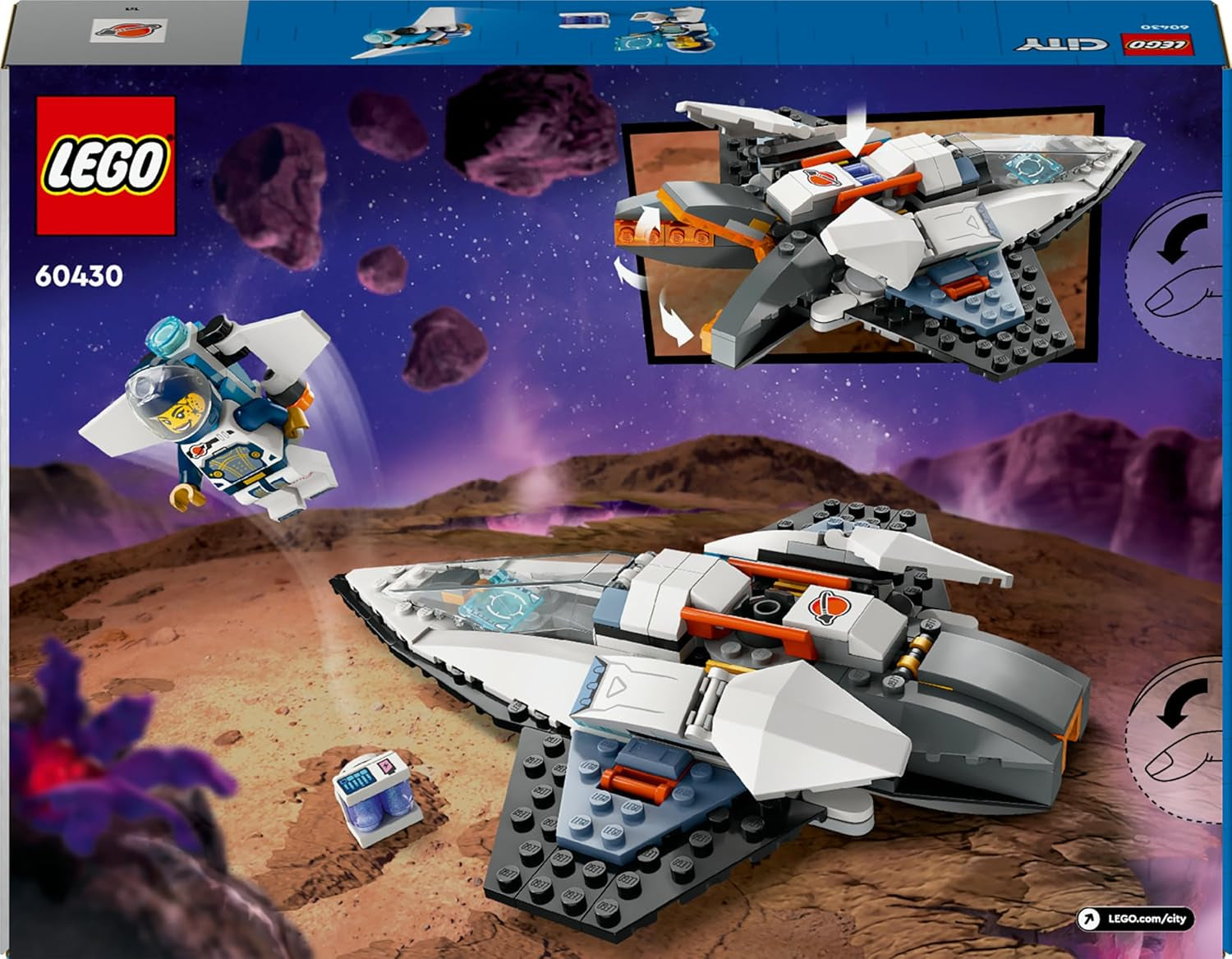 LEGO City Raumschiff, Weltraum-Spielzeug és Space Shuttle für Kinder zum Baen, Jungen und Mädchen ab 6 Jahren, Set mit Astronaut-Figur 60430