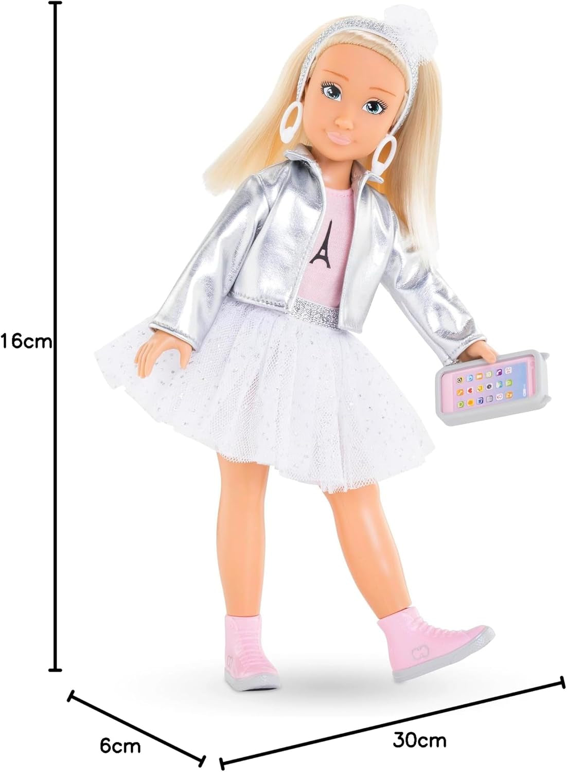 Corolle Girls Valentine Paris Fashion, Ankleidepuppe im Pariser Fashion Week Look und 4 Teile, Vanilleduft, 28cm, ab 4 év