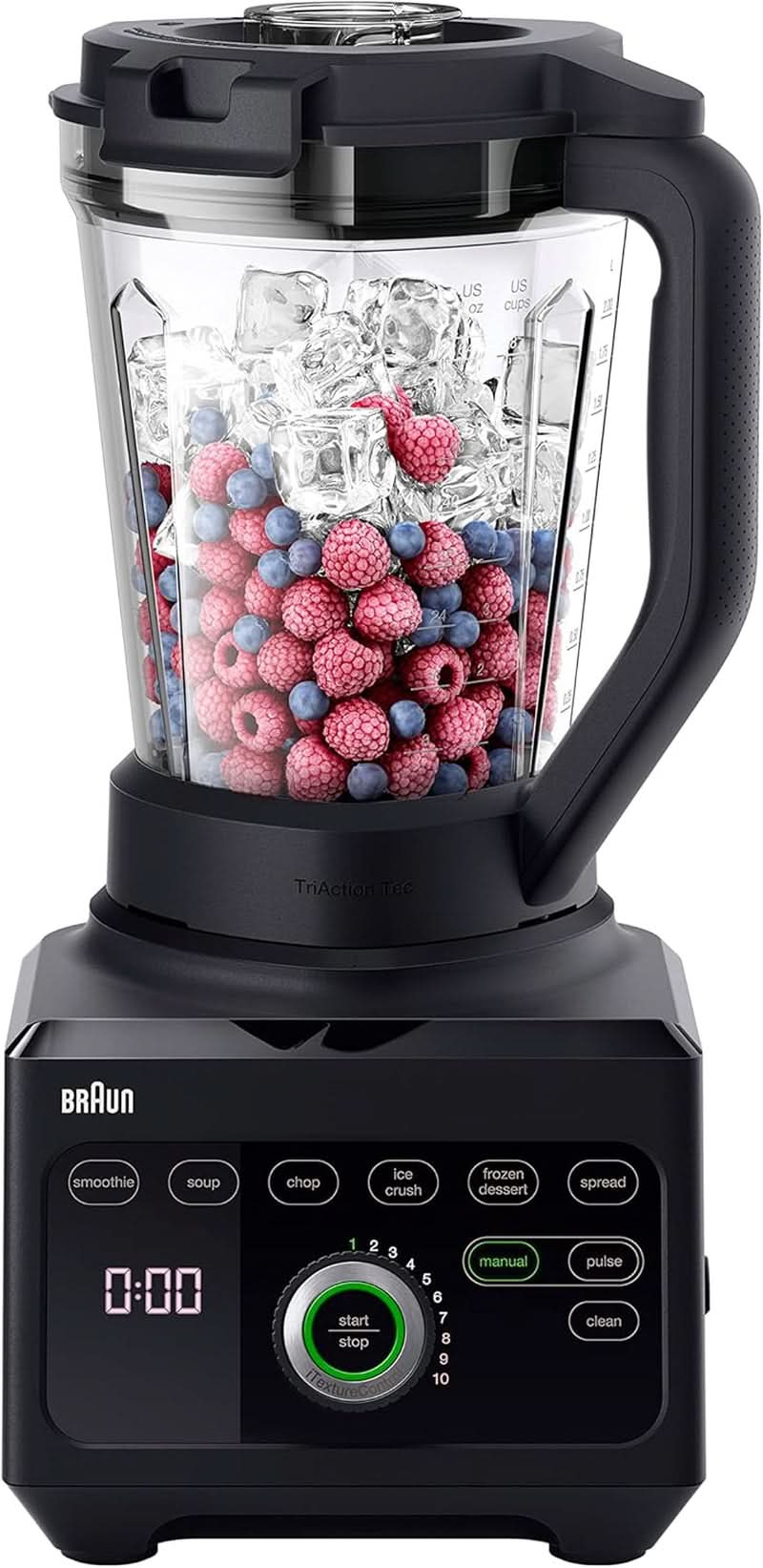 Braun Hochleistungsmixer Powerblend 9 JB9040 – Standmixer Mit Glas-Mixkrug, 18 Mixprogram, 10 Geschwindigkeiten + Pulsefunktion, Heiße Suppen Funktion, Reinigungsprogramm, Stampfer, 1600 W, Schwarz Kitchen Naty