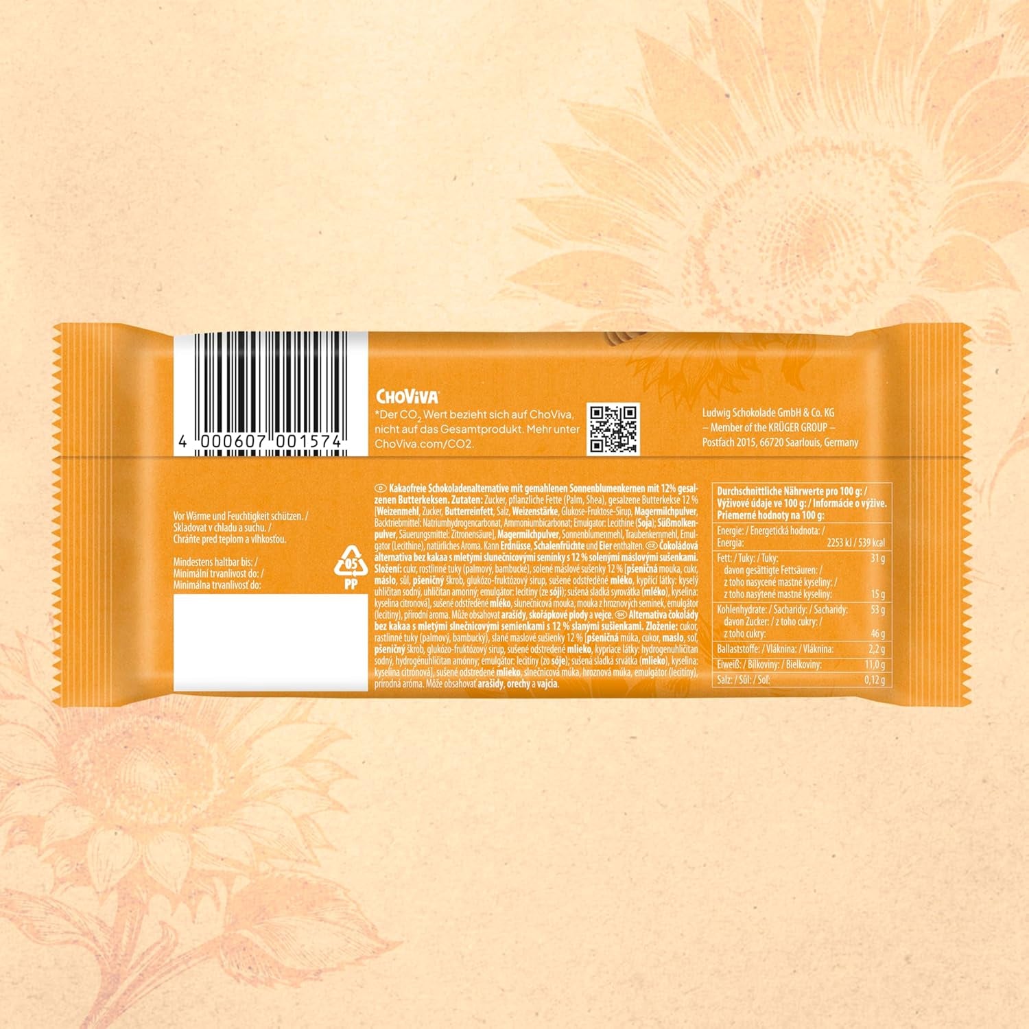 Sós vajas keksz és ChoViva, 80 g tábla, alternatív csokoládéból, napraforgómaggal