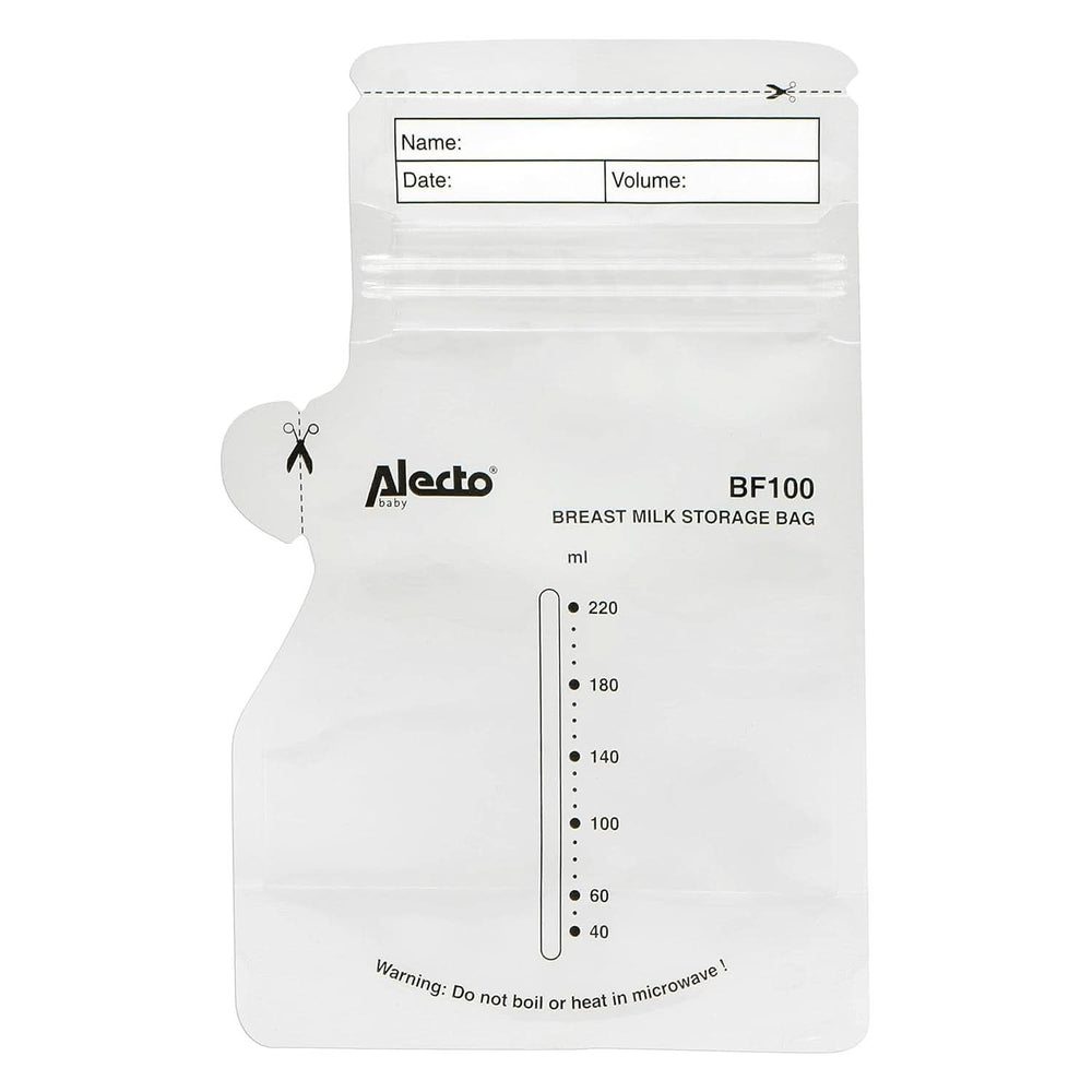 BF100 Anyatej tároló táska - Anyatej tartó - űrtartalom 220 Ml - 100 db - Átlátszó élelmiszerek és szoptatási kiegészítők Bebe Naty Shop