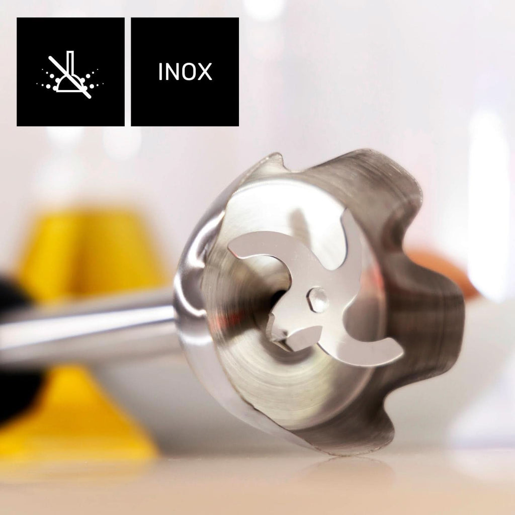 Taurus Stabmixer 1000W | 20 Geschwindigkeitsstufen | Turbo-Funktion | 4 Edelstahlklingen | Ergonomisches Soft-Touch-Design | Spritzschutz | Zubehör | Edelstahl | Elektrisch |Kunststoff, Silber/Schwarz Mama si Copilul Naty Shop