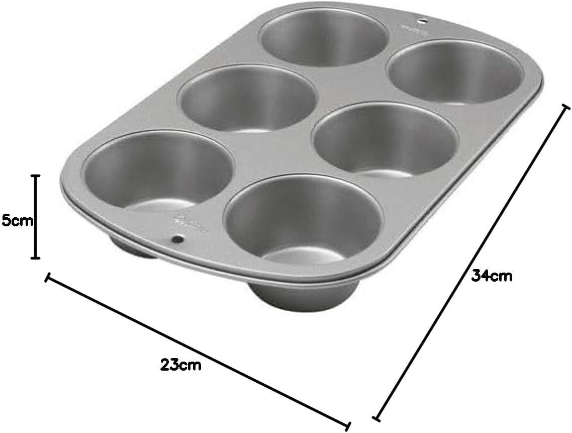 Wilton 445291 445291 Jumbo muffin tepsi, tapadásmentes bevonat, 6 lyuk, 4,5 x 22,2 x 34,2 cm, acél Sütőformák és tálcák Naty Shop