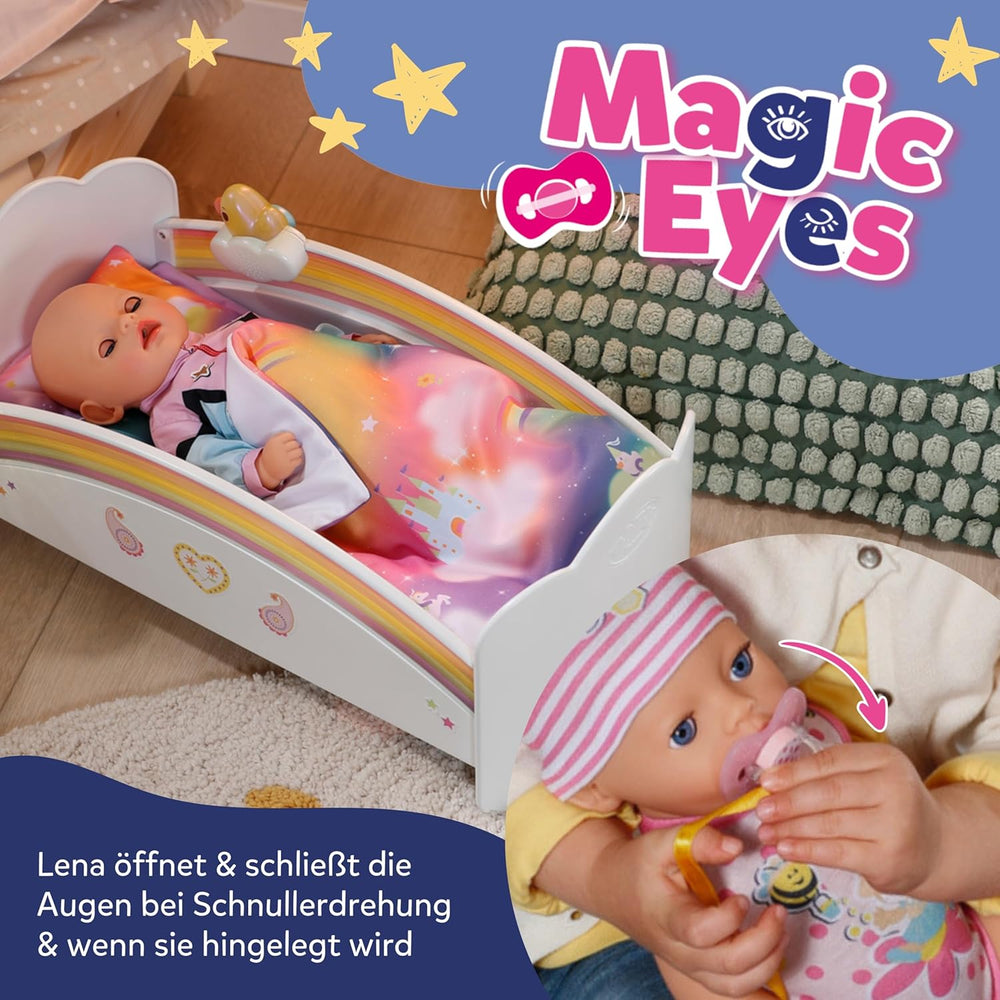 BABY Born Lena (Fetiță) - păpușă bebeluș 36 cm - 7 funcții, inclusiv accesorii și saltea - Funcționează complet fără baterii - Potrivită pentru copii mici de la 1 an