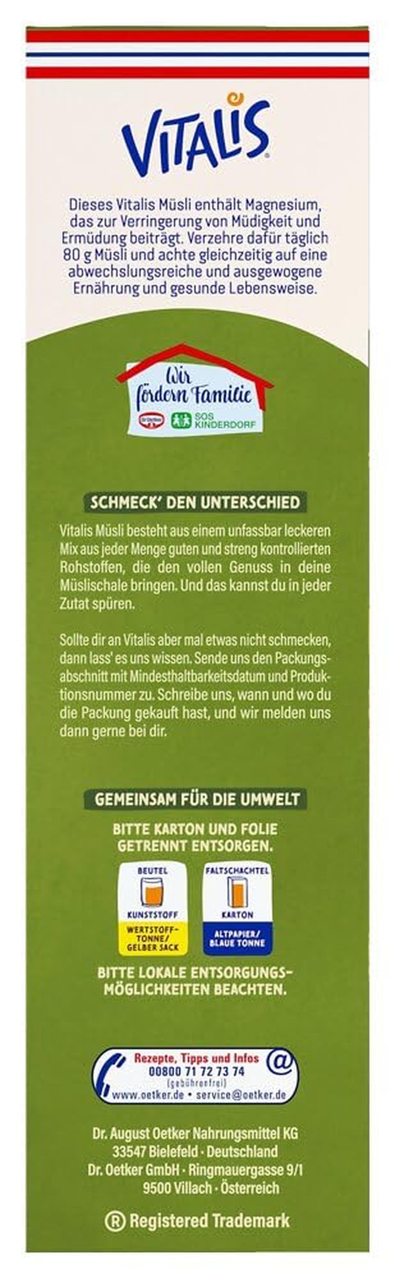 Dr. Oetker Vitalis klasszikus ropogós müzli: nagy csomag ropogós reggeli müzli mazsolával, 1 csomag, 1,5 kg