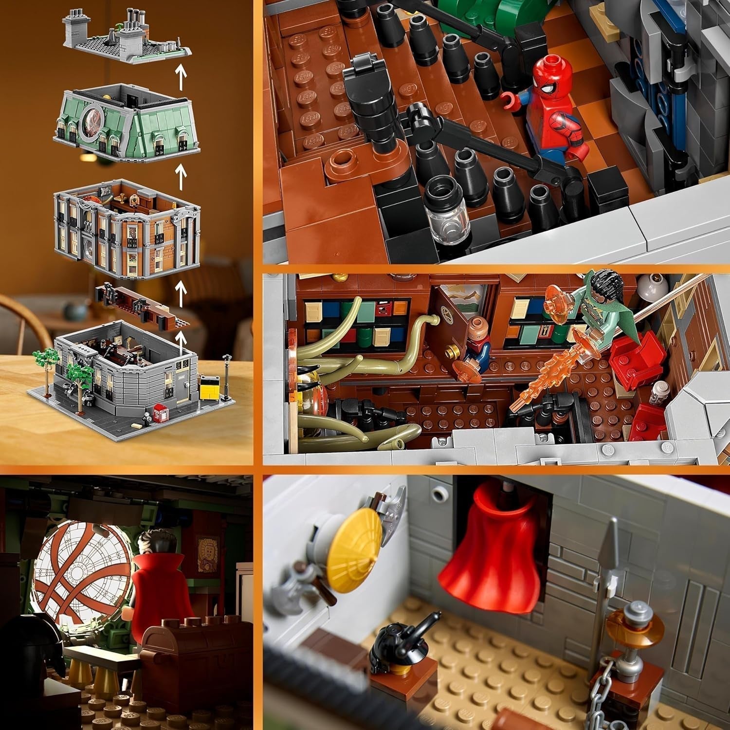 LEGO Marvel Sanctum Sanctorum 3 emeletes moduláris építőkészlet Doctor Strange és Vasember minifigurákkal Bosszúállók: Végjáték játékház rajongói gyűjthető nagy szoba dekoráció 76218 építőkészlet Besuche den LEGO-Store