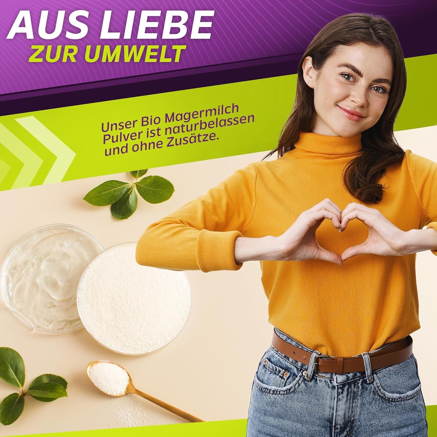 Vita2You Bio Magermilchpulver 1000g - 100% Bio Qualität - zum Backen - Kaffeeweißer - Milchpulver für Joghurts - 1kg - Premium Qualität