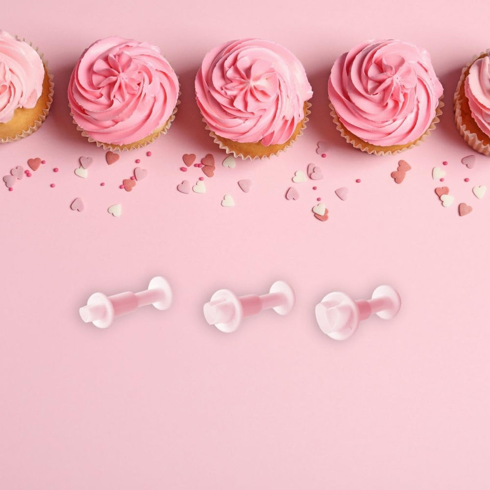 FACKELMANN 43073 Set de forme pentru biscuiți, 3 piese, inimă, roz