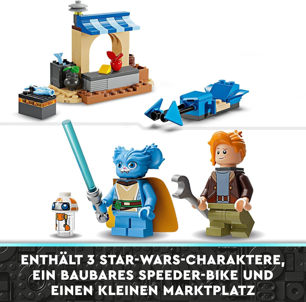 LEGO Star Wars: A fiatal Jedi Bíbor Firehawk kalandjai, kezdőkészlet gyerekeknek megépíthető űrhajóval, motorkerékpárral és 3 figurával, ajándék fiúknak és lányoknak 4 éves 75384 építőkészlet Besuche den LEGO-Store