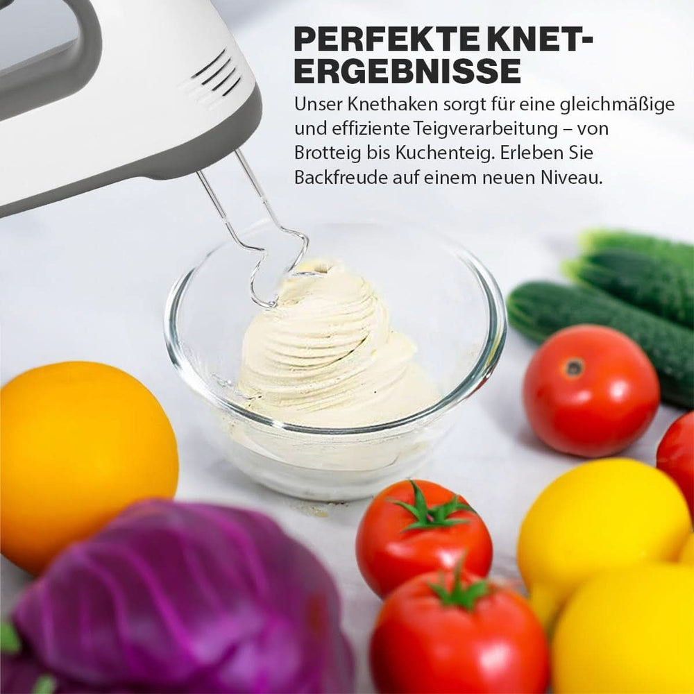 Clatronic Mixer | Kraftvoller 400 Watt-Motor | Kézi mixer | Turbostufe & 5 Geschwindigkeitsstufen | Kézi mixer | Spülmaschinengeeignete Edelstahlquirle Und -Knethaken | HM 3775 Kitchen Naty Shop