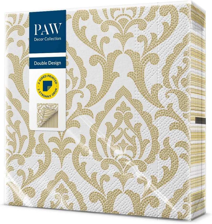 PAW - Șervețele gofrate 3 straturi (33 X 33 Cm) I 20 bucăți I Perfect pentru zile de naștere, petreceri, nunți, comuniuni, sărbători I Decorațiuni de masă Șervețele din hârtie texturată I Inspirație modernă (Hortensia)