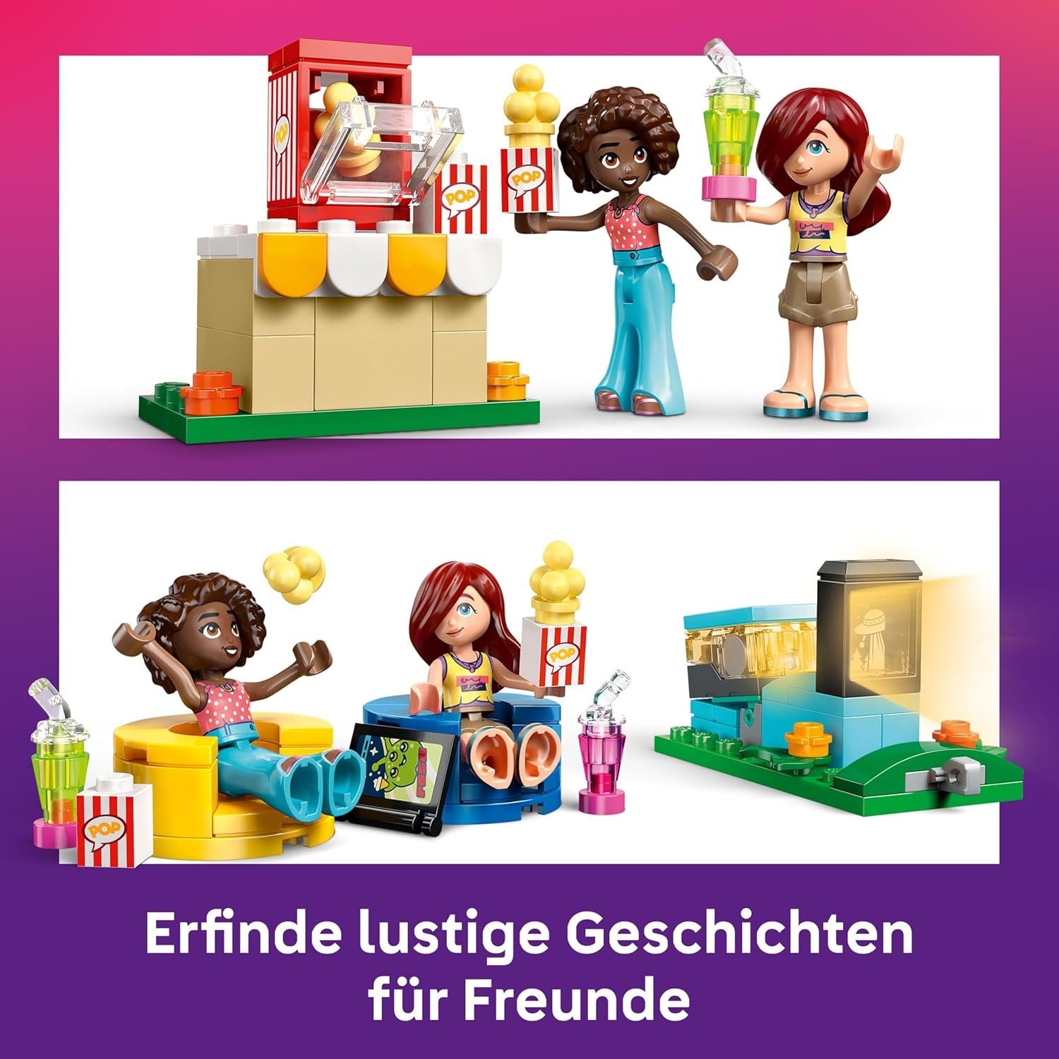 LEGO Friends Friendship Movie Night játék 6 évesnél idősebb lányoknak - beleértve 2 mini baba, egy képernyő és egy világos tégla projektor - Kreatív építőkészlet - 42642