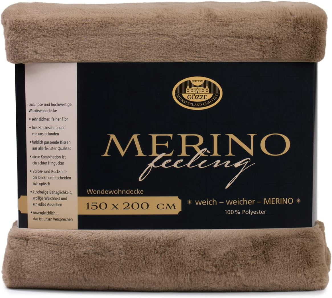 Gözze - Kényelmes takaró, megfordítható, nagy sűrűségű 600 G/m², 150 x 200 cm - Sötétzöld ágyak és takarók Besuche den GÃ¶zze-Store Taupe 150 X 200 cm
