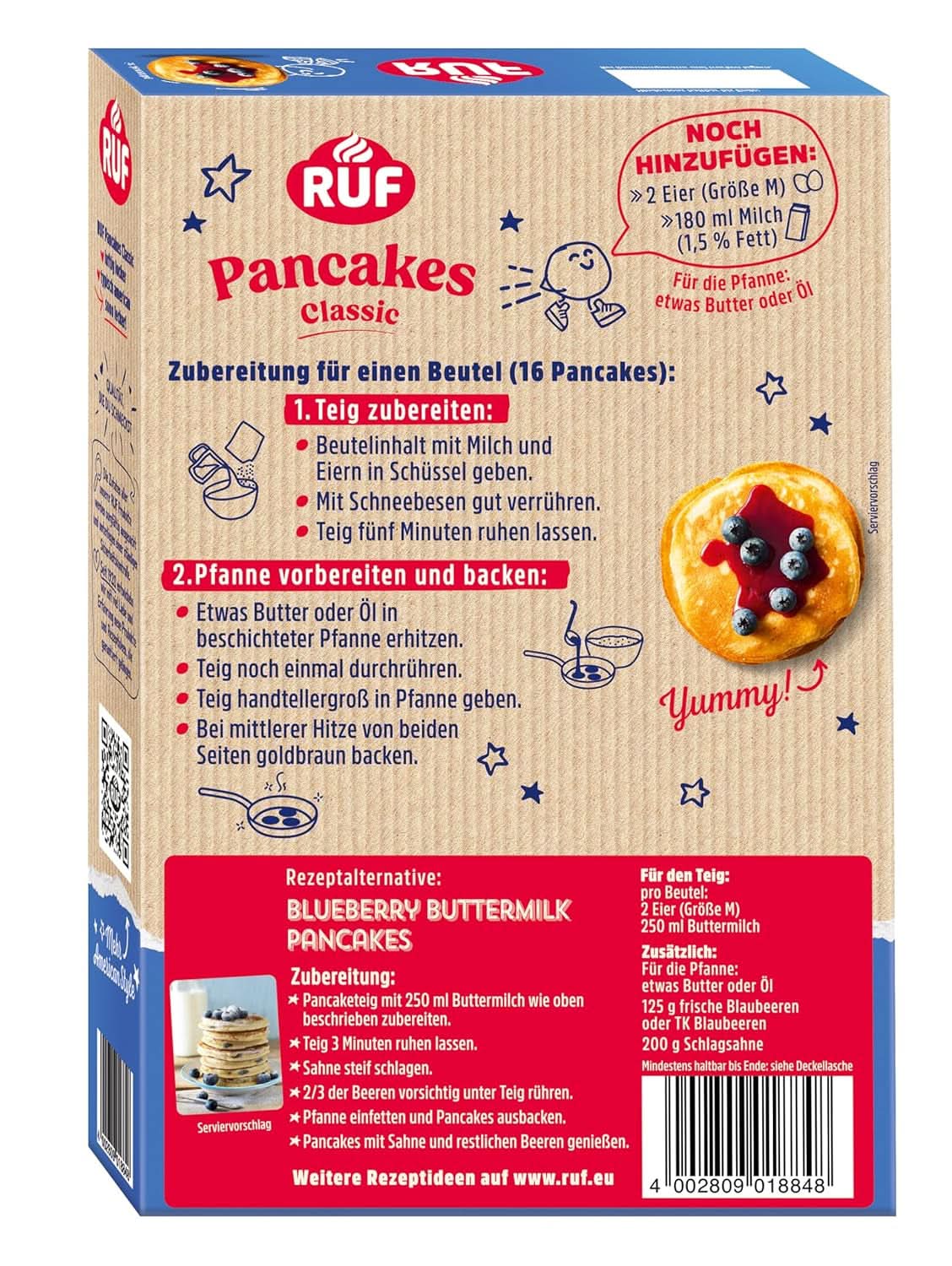 RUF Classic Pancakes, amestec de copt pentru clătite pufoase în stil american, 540 grame Bucatarie Naty Shop