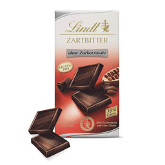 Lindt csokoládé | Étcsokoládé tábla hozzáadott cukor nélkül | 100g | A legjobb étcsokoládé 55% kakaóval, hozzáadott cukor és glutén nélkül | Gluténmentes csokoládé tábla