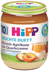 Hipp Organic Fruit Duet Piersică și Caise cu cremă de brânză, pachet de 6 (6 X 160 grame) Mama si Copilul Naty Shop 160 grame Piersică și Caise cu cremă de brânză