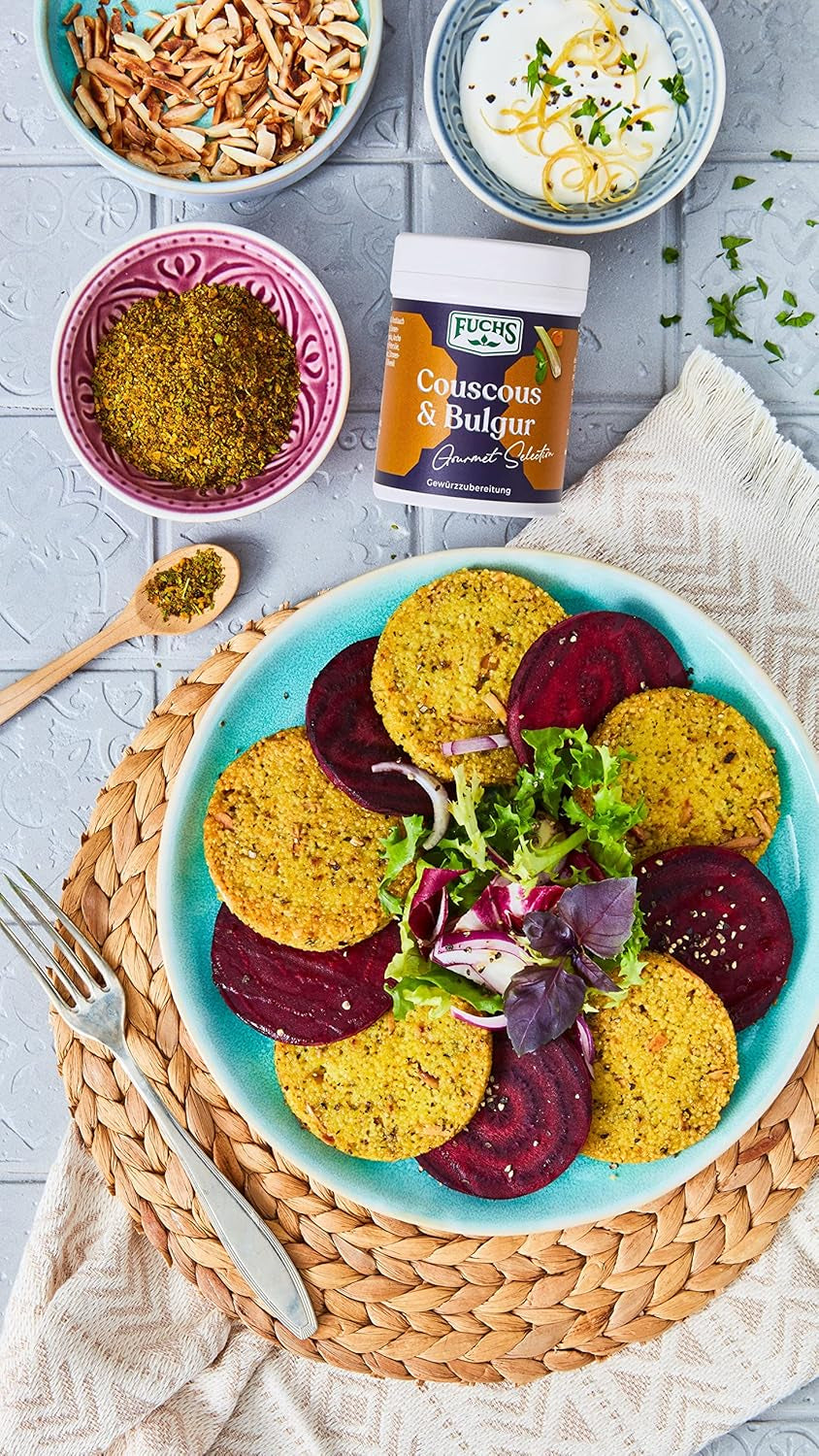 Fuchs Spices Gourmet Selection Közel-Kelet/Afrika - Kuszkusz és Bulgur fűszerkeverék Újratölthető fűszerkeverék Bulgur ételek fűszerezéséhez Vegán 55g