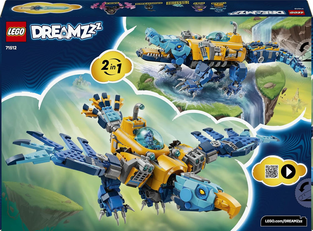 LEGO DREAMZzz 2 az 1-ben Krokodil-U-Boot - Spielzeug verwandelbar az Adler-U-Boot-ban - beleértve. 3 minifigura, 2 Spinnen und Einer sammelbaren blue Treasure-Kreatur - Geschenk für Jungen ab 8 Jahren - 71512