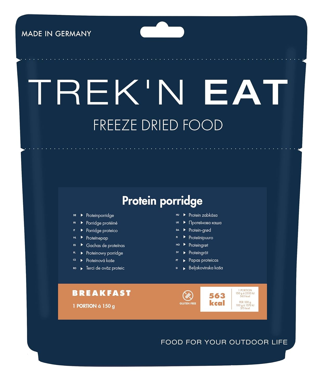Trek'n Eat Protein Porridge – Magas fehérjetartalmú reggeli a szabadban | Fagyasztva szárított asztal kempingezéshez, túrázáshoz és expedíciókhoz | Töltő, gyorsan elkészíthető, utazáshoz ideális