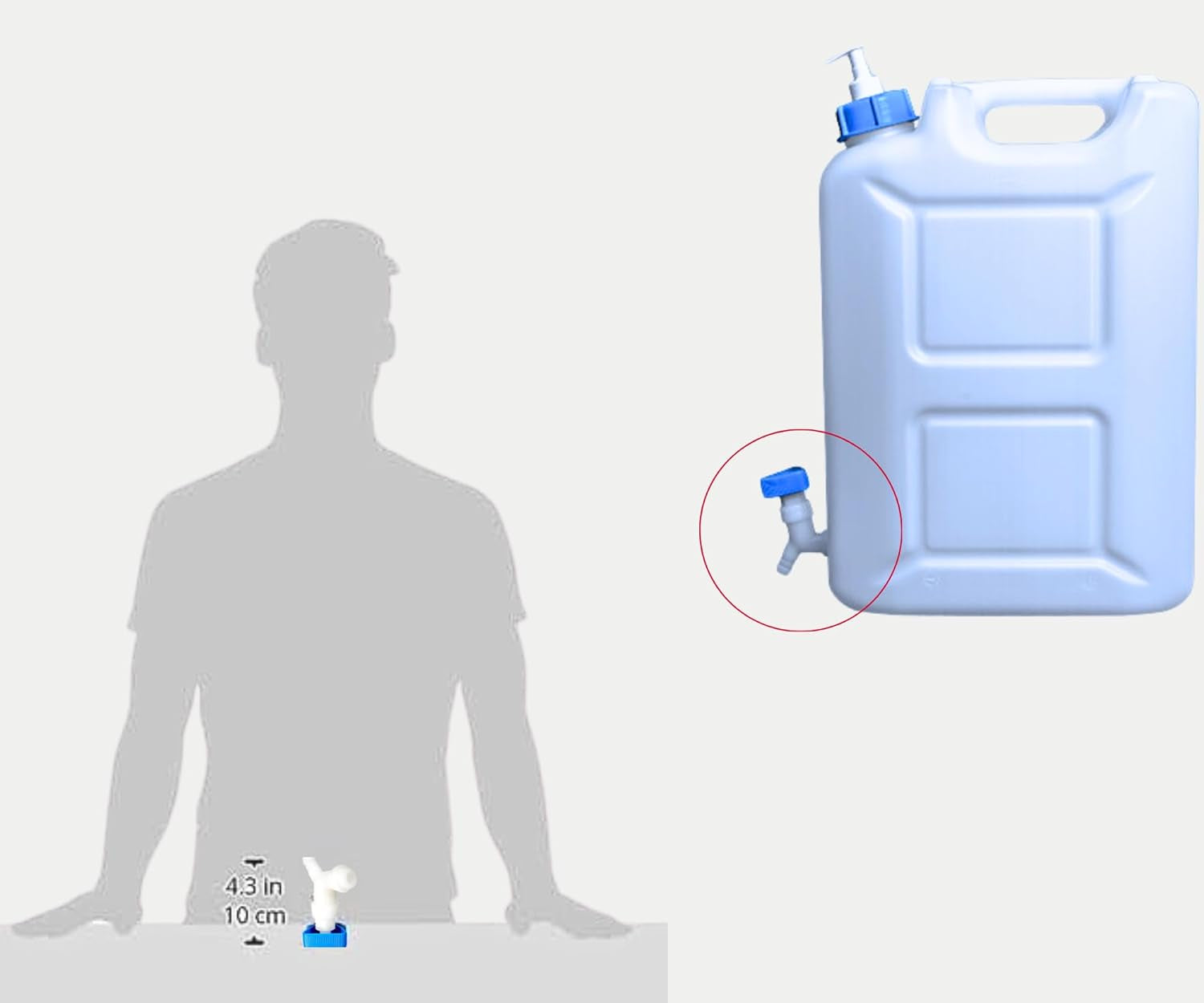 Hünersdorff | Supapă unghiulară | Colțară | Pentru canistre cu filet lățime de 22 mm | Racord furtun 13 mm sau 1/2" | Natural/albastru