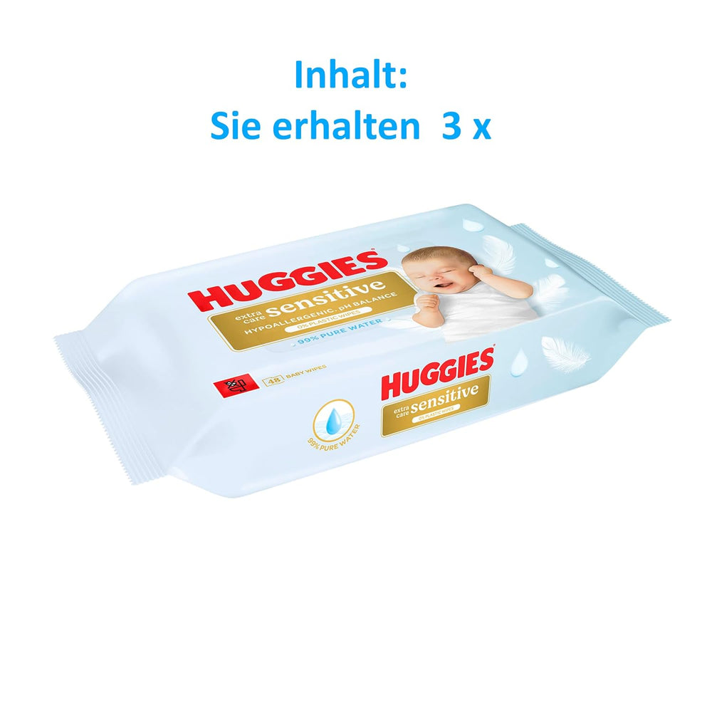 Huggies Pure Extra Care Sensitive baba törlőkendők, 99% víz, műanyag mentes, illatanyag mentes