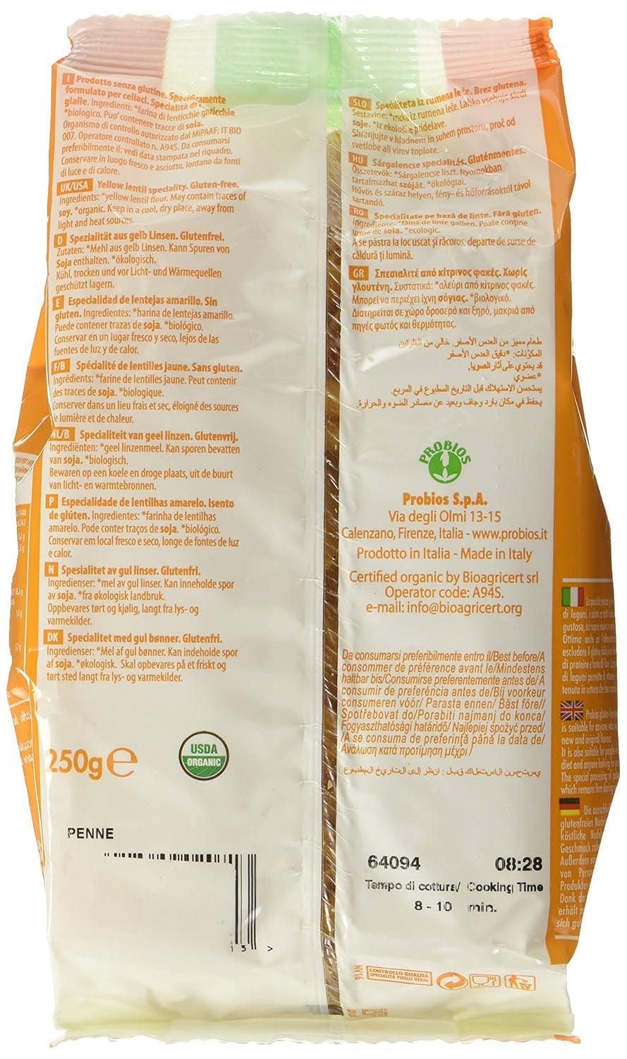 Sárga lencse penne, 12 db-os csomag (12 x 250 g)