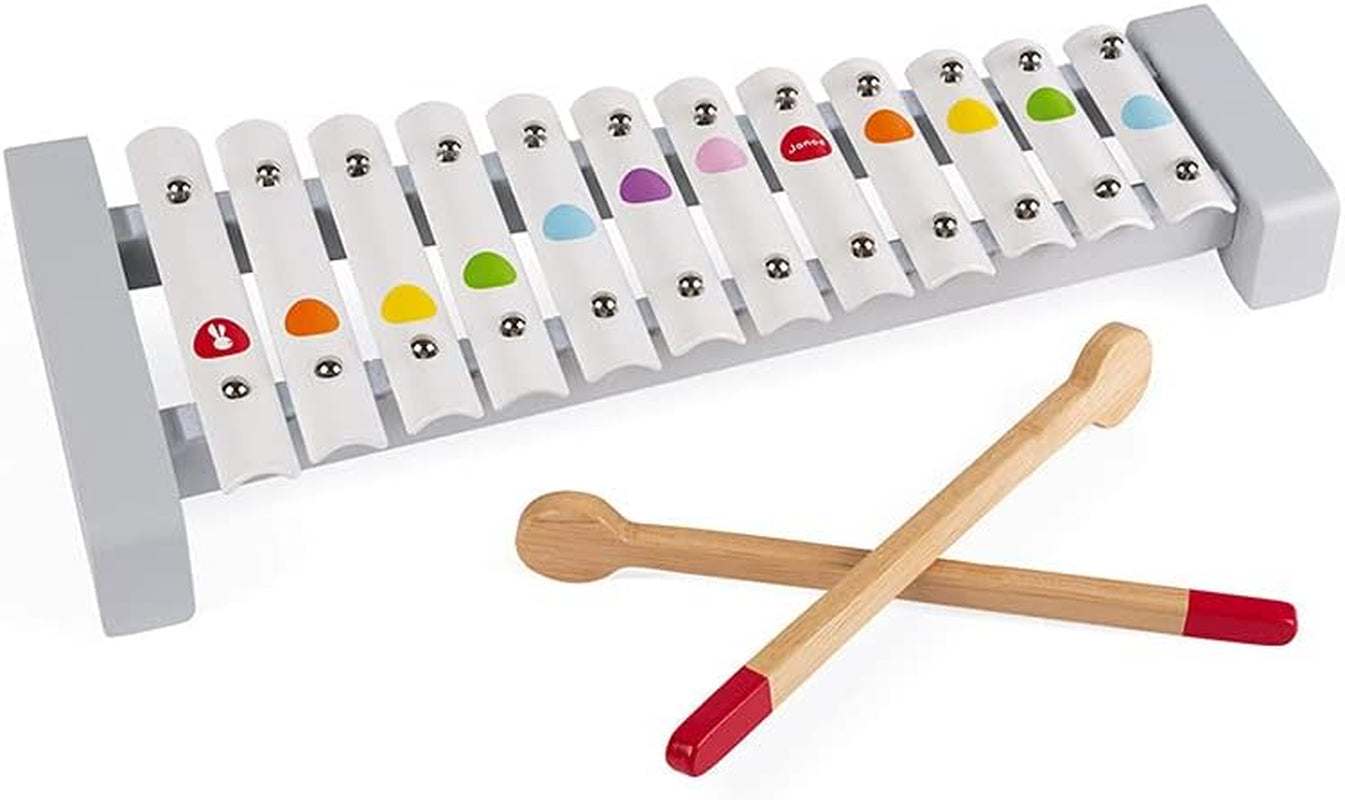 Janod - Xilofon Confetti din lemn și metal, instrument muzical pentru copii, replică de jucărie și jucărie pentru percepție muzicală, de la 2 ani, J07604 Jucarii Bebe Naty Shop Confetti