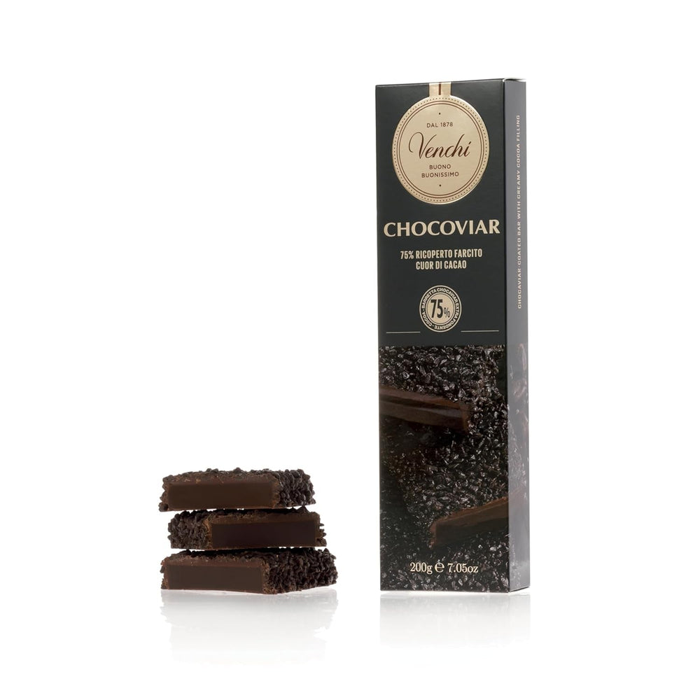 Venchi, Baton de ciocolată Chocoviar Pistachio, 200 grame Naty Shop Chocoviar 75% (ciocolata neagra)