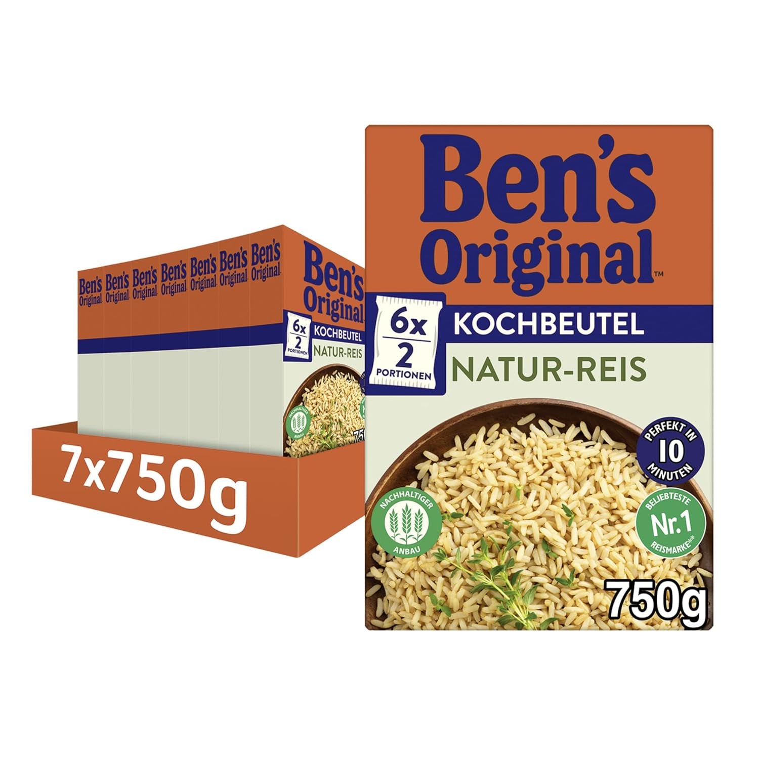 BEN'S ORIGINAL™ natúr rizs tasakban, 9 x 500 g