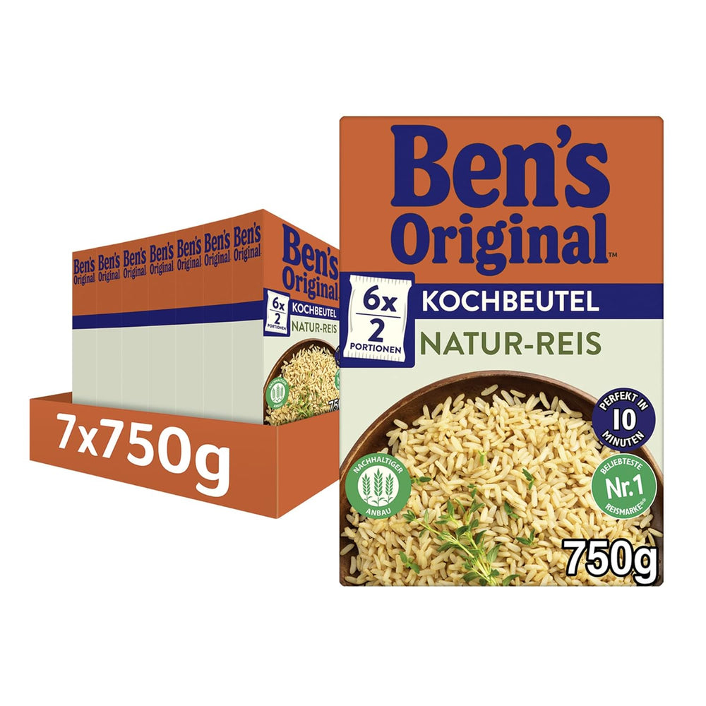 BEN'S ORIGINAL™ natúr rizs tasakban, 9 x 500 g