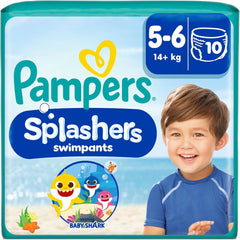 Pampers 5-6 méretű Splashers Baby Shark limitált kiadás, 10 csomagos eldobható úszópelenka a biztonságos vízvédelem érdekében
