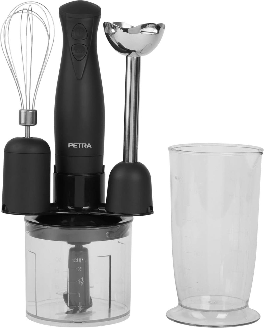 Petra PT2827BMBLKVDE 3 az 1-ben mixer – Bpa-Freie Anbauteile, 500Ml-Schüssel, 700Ml-Becher, Schneebesen, Mixen, Zerkleinern, 2 Geschwindigkeiten, Edelstahlklingen, Für Babynath,3,5 Child Naty Shop 3 az 1-ben Mixer Mit Becher