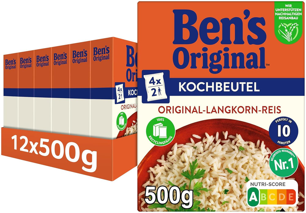BEN'S ORIGINAL™ hosszú szemű rizs, zacskóban főzve, 10 perc, 6 x 1 kg
