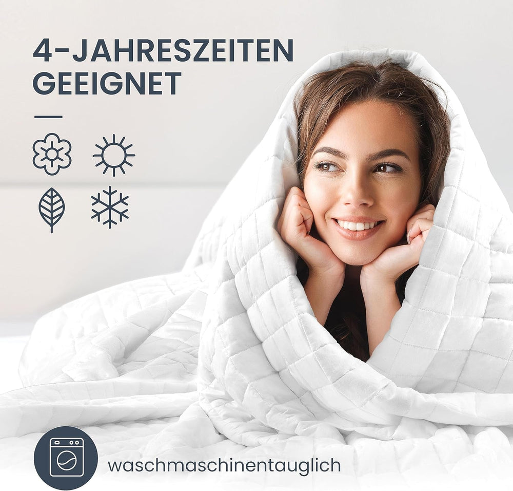 Pătură terapeutică de 7 kg I 135X200Cm I Pentru somn odihnitor I Pătură ponderată de înaltă calitate din bumbac respirabil I Reducătoare de stres și terapeutică - Inclusiv cutie de ambalare cu mâner de transport Paturi si Cuverturi Besuche den mÃ¼Ã¼d-Store