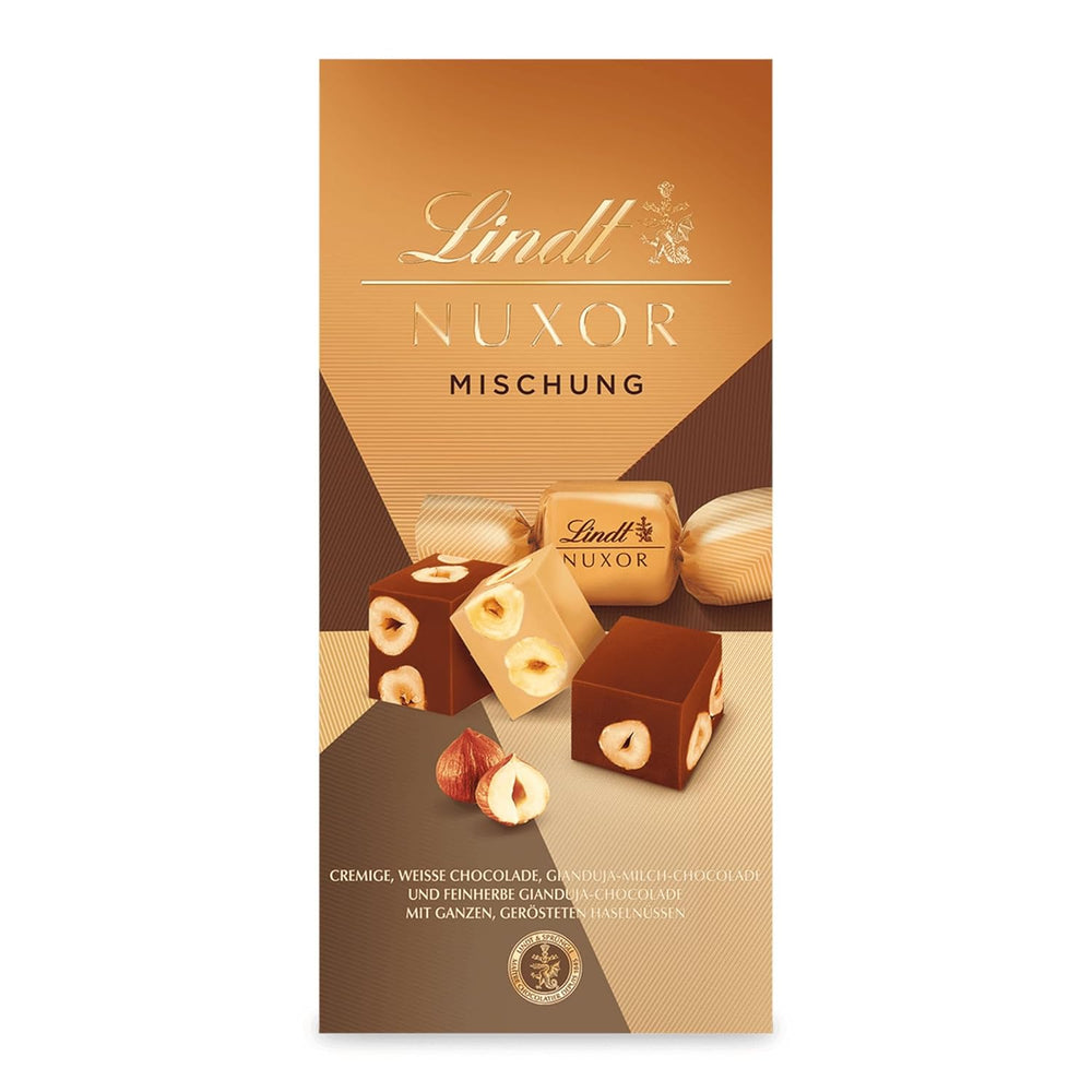 Lindt csokoládé | Mix táskához NUXOR | 103g | Gianduja krémes csokoládékockák három válogatásban pörkölt egész mogyoróval | Csokoládé ajándék