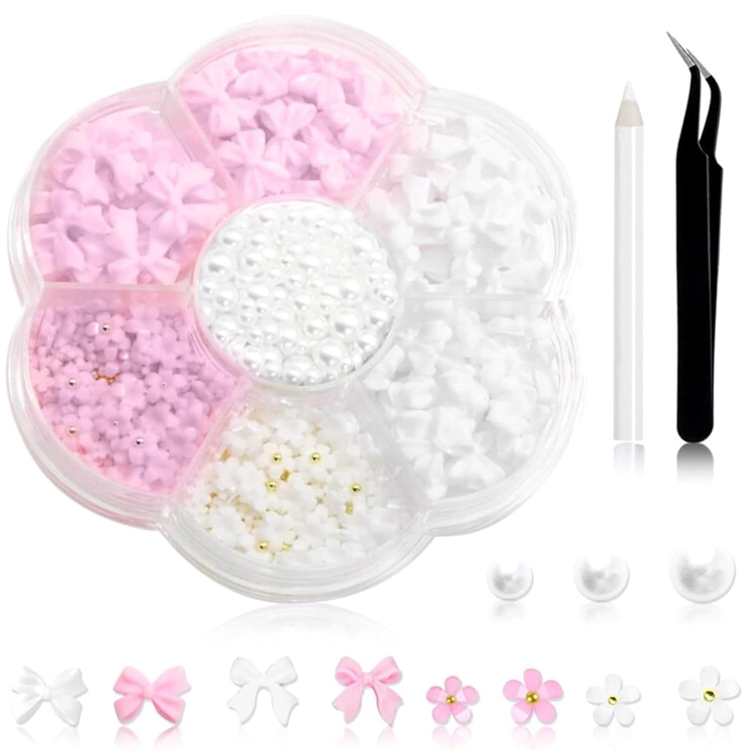 1 Karton Nail Art Charms, 3D Blumen Nagelkunst Charms, Acryl Blumen Nagel Strass Mit Ornamenten, Nagel Edelsteine, Nagel Zubehör Für Mädchen, Nagelkunst Dekoration, DIY Handwerk Nail Design