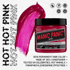Manic Panic Hot Hot Pink Classic Cream, Vegano, fără cruzime, vopsea de păr semipermanentă 118ml Vopsea pentru par Naty Shop